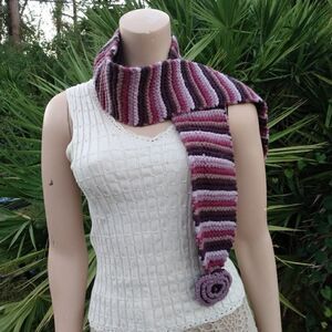 EUC SAN DIEGO HAT CO. Purple 100% Acrylic Girls Knit Scarf with Large Flower